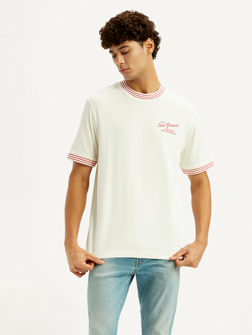 Men's Typography Off White Crew Neck T-shirt