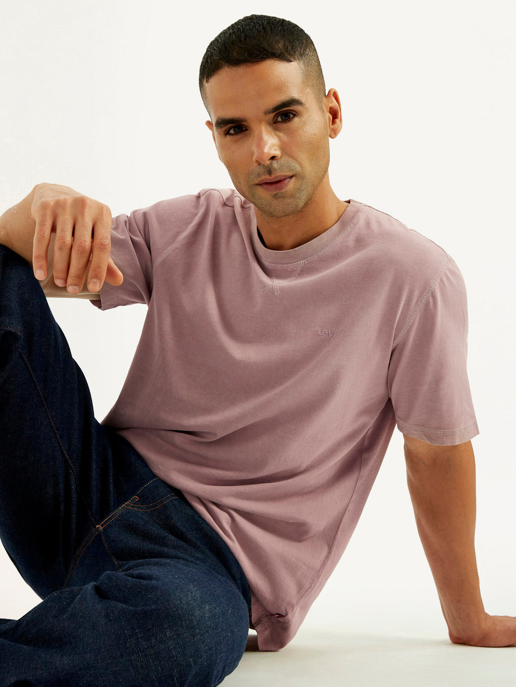 Men's Overdyed Solid Mauve Crew Neck T-shirt