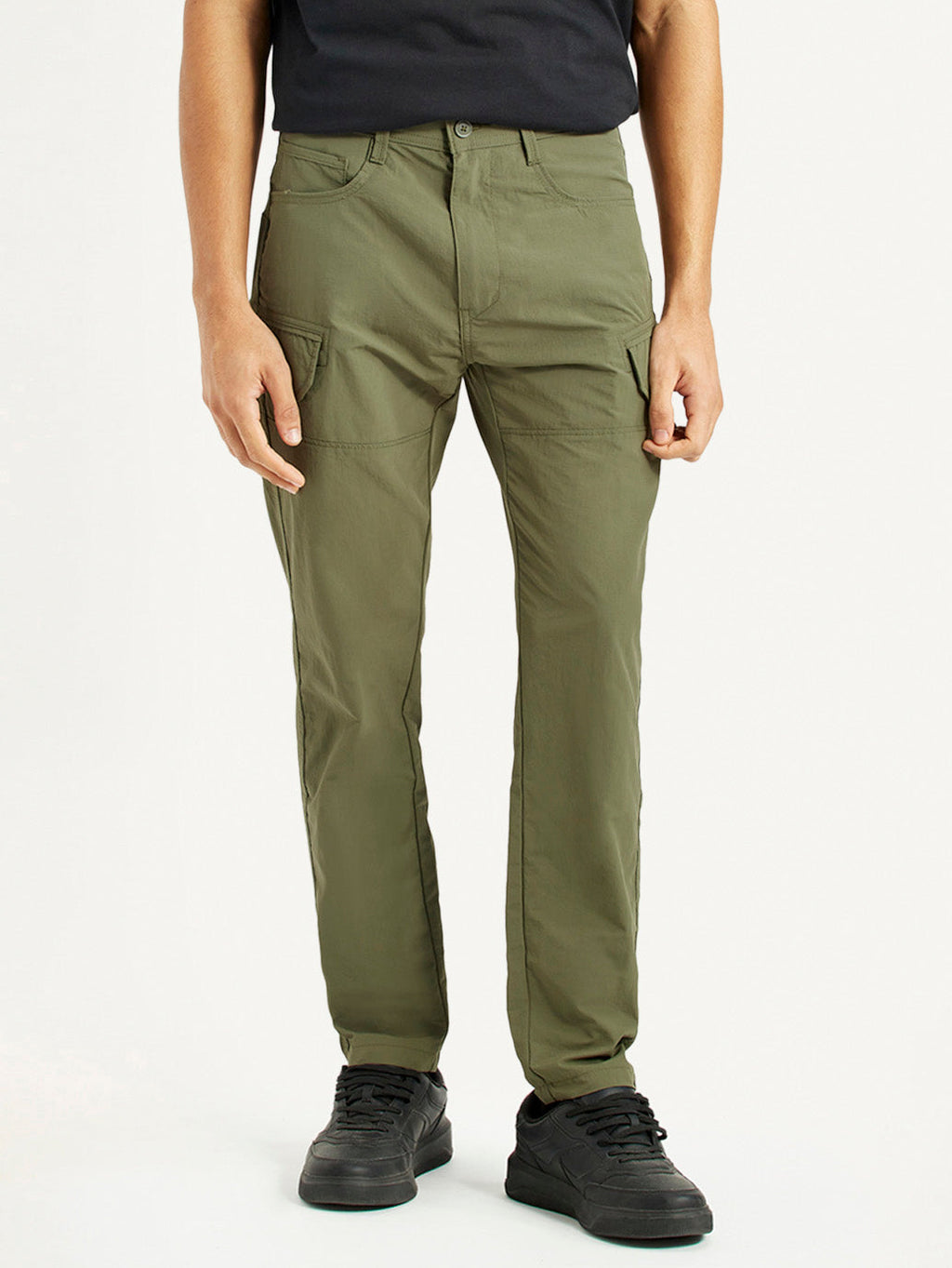 Men's Olive Slim Fit Cargo Trousers