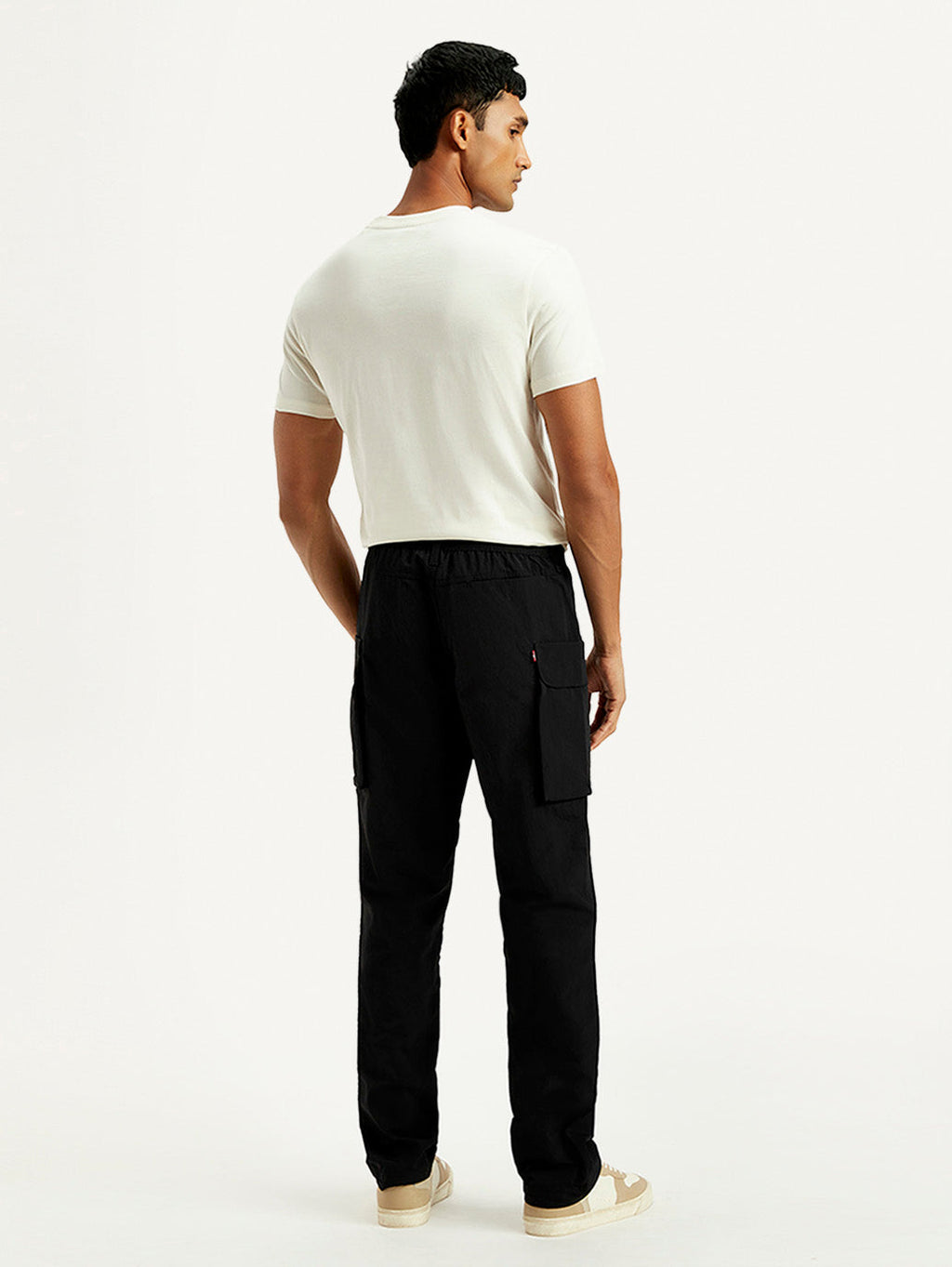 Men's Black Authentic Straight Fit Cargo Trousers