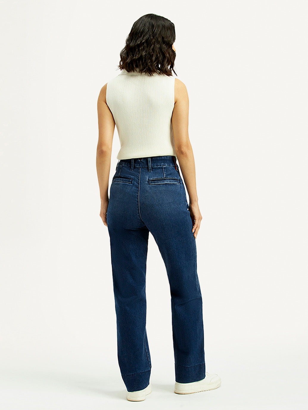 Women's Redloop Dark Blue Ribcage Straight Fit High Rise Jeans