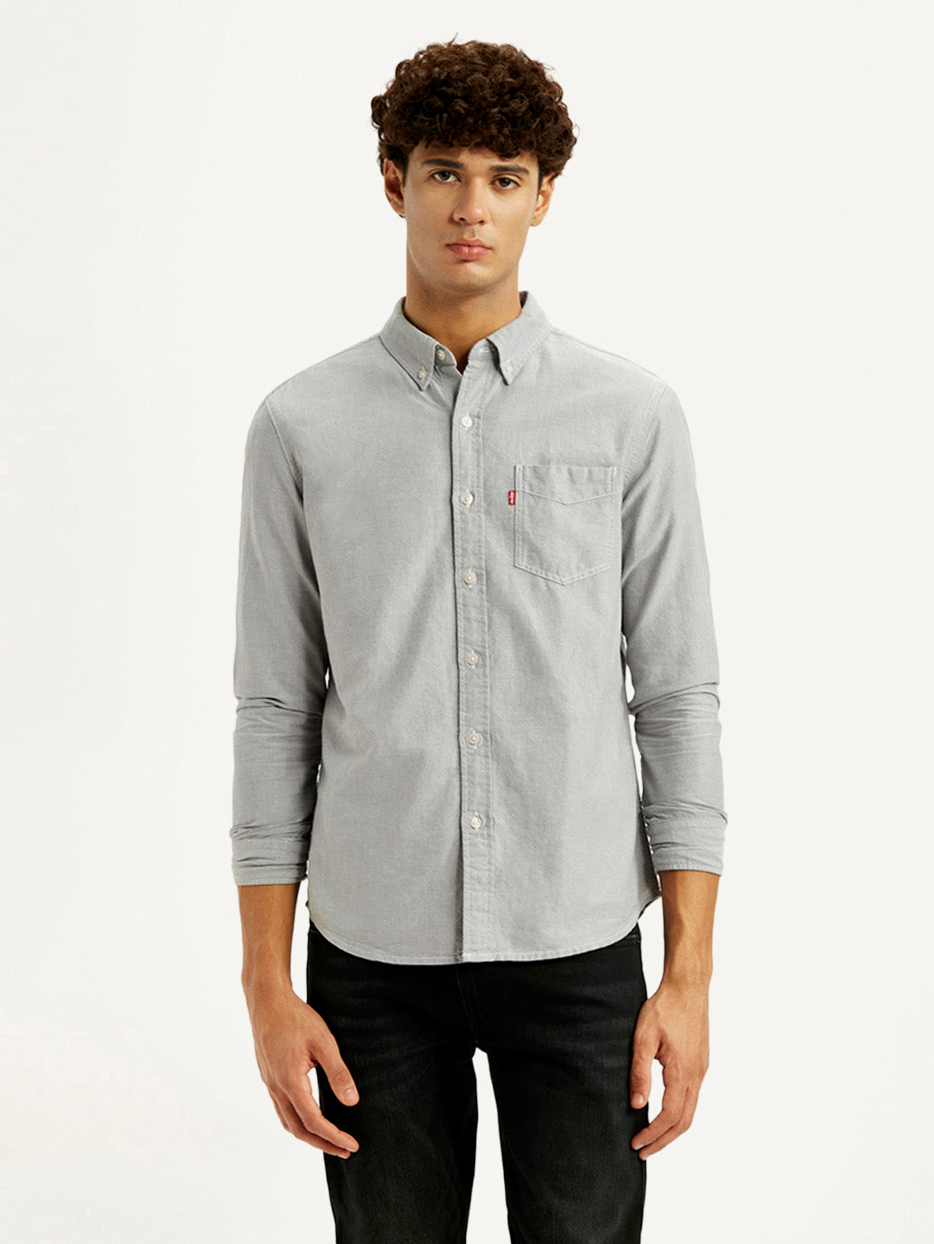 Men's Solid Light Grey Slim Fit Shirt