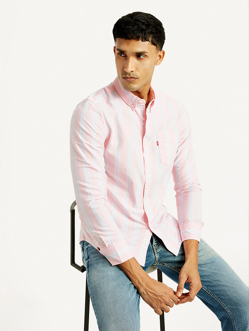 Men's Striped Slim Fit Oxford Shirt
