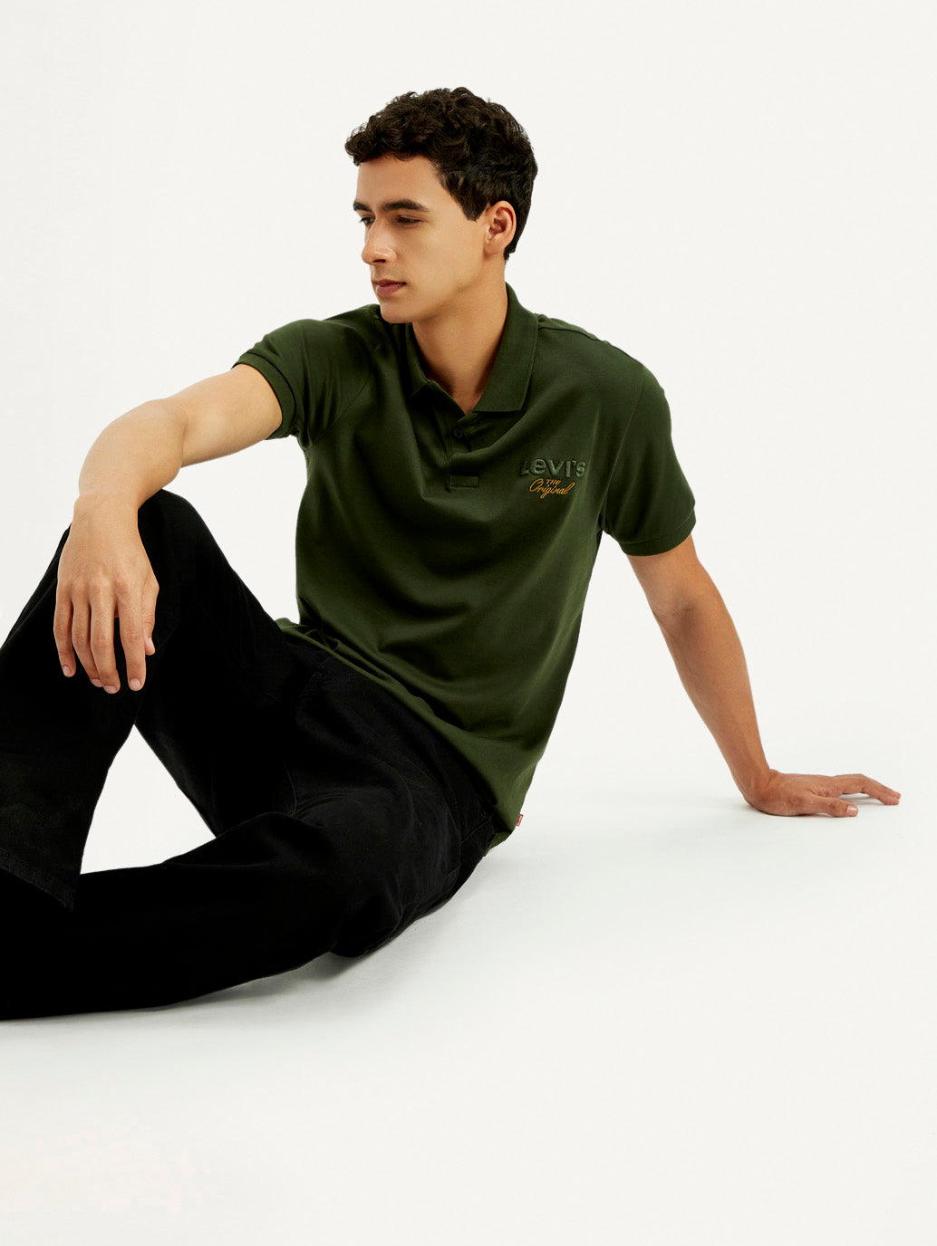 Men's Brand Logo Dark Green Slim Fit Polo T-shirt