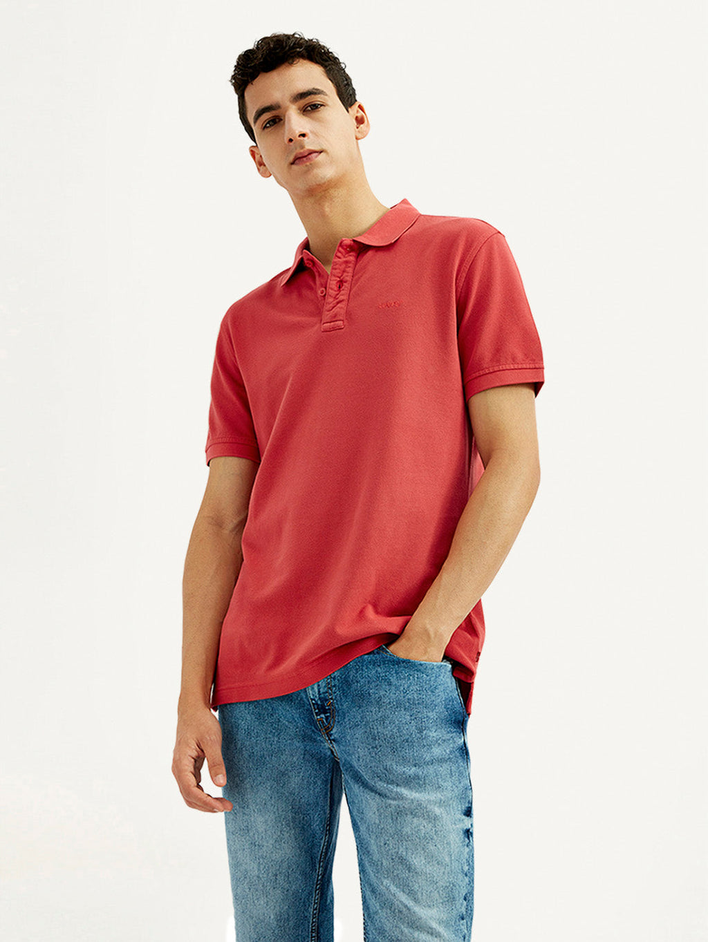 Men's Solid Overdyed Slim Fit Polo T-shirt