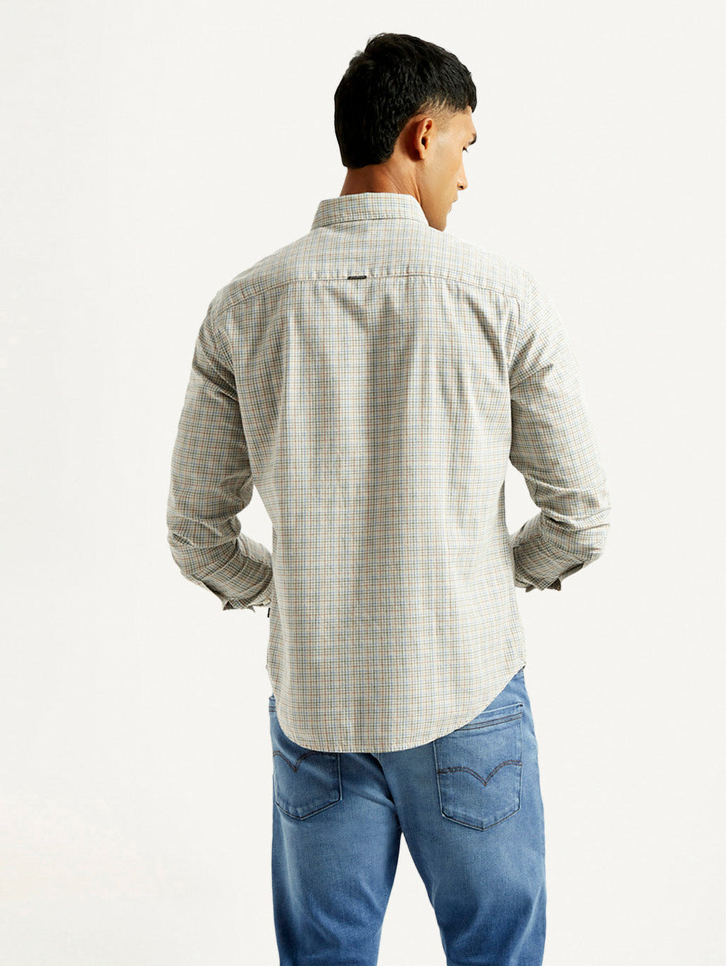 Men's Redloop Checkered Beige Slim Fit Shirt