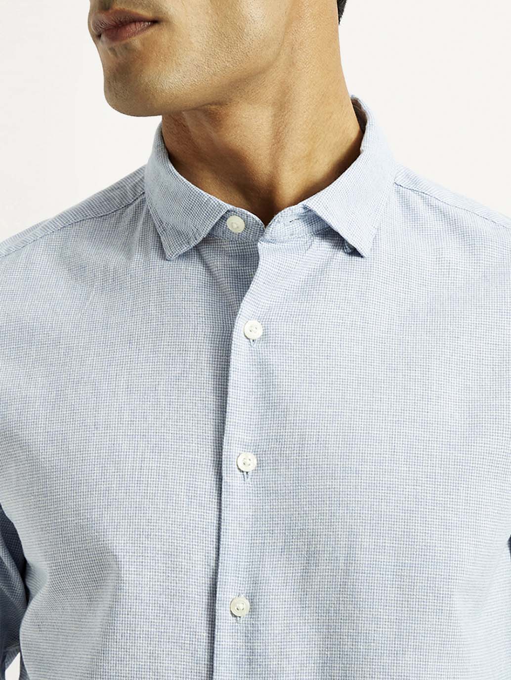 Men's Redloop Checkered Light Blue Slim Fit Shirt