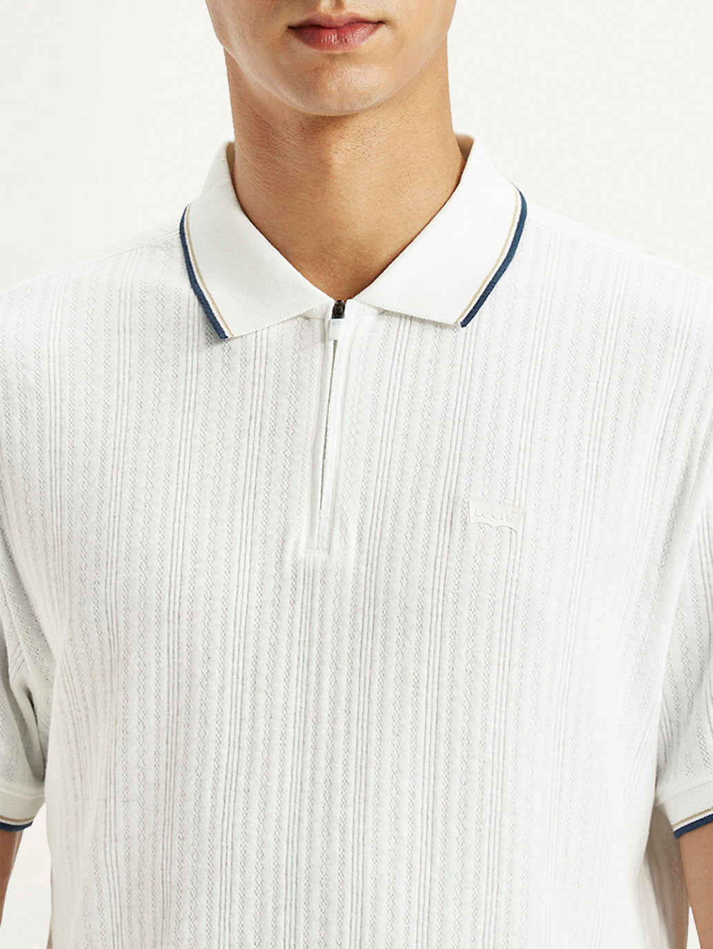 Men's Solid White Slim Fit Polo T-shirt