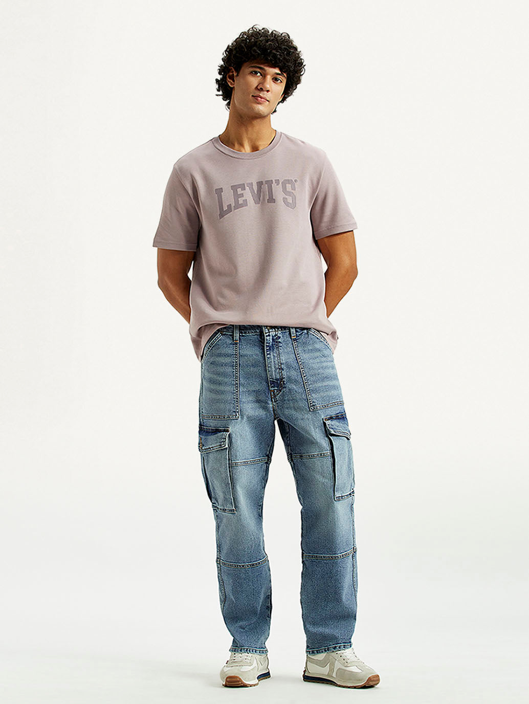 Men's 568 Mid Indigo Loose Fit Mid Rise Cargo Jeans