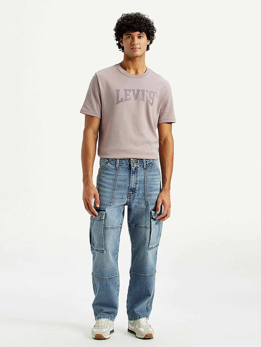 Men's 568 Mid Indigo Loose Fit Mid Rise Cargo Jeans
