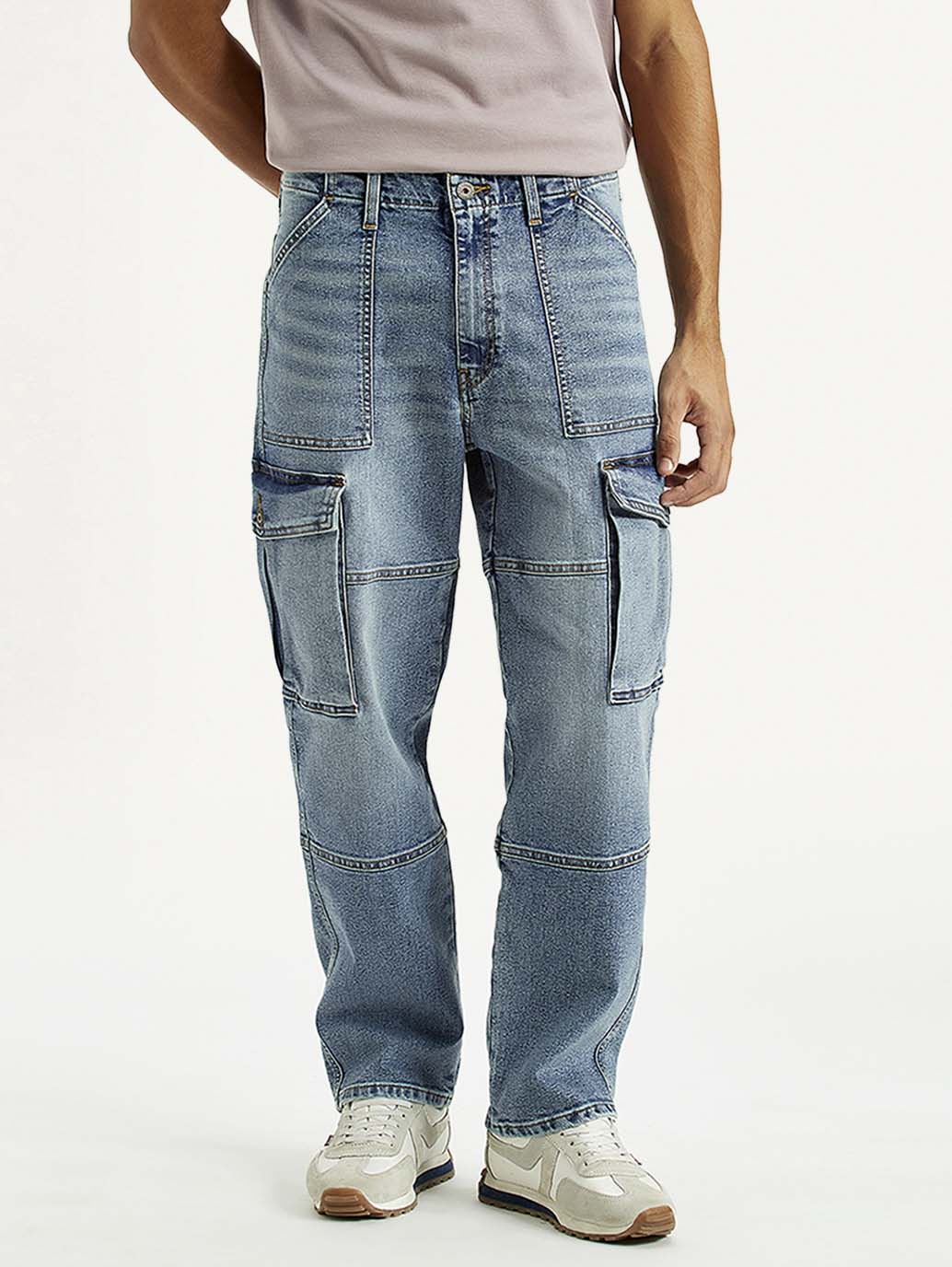 Men's 568 Mid Indigo Loose Fit Mid Rise Cargo Jeans