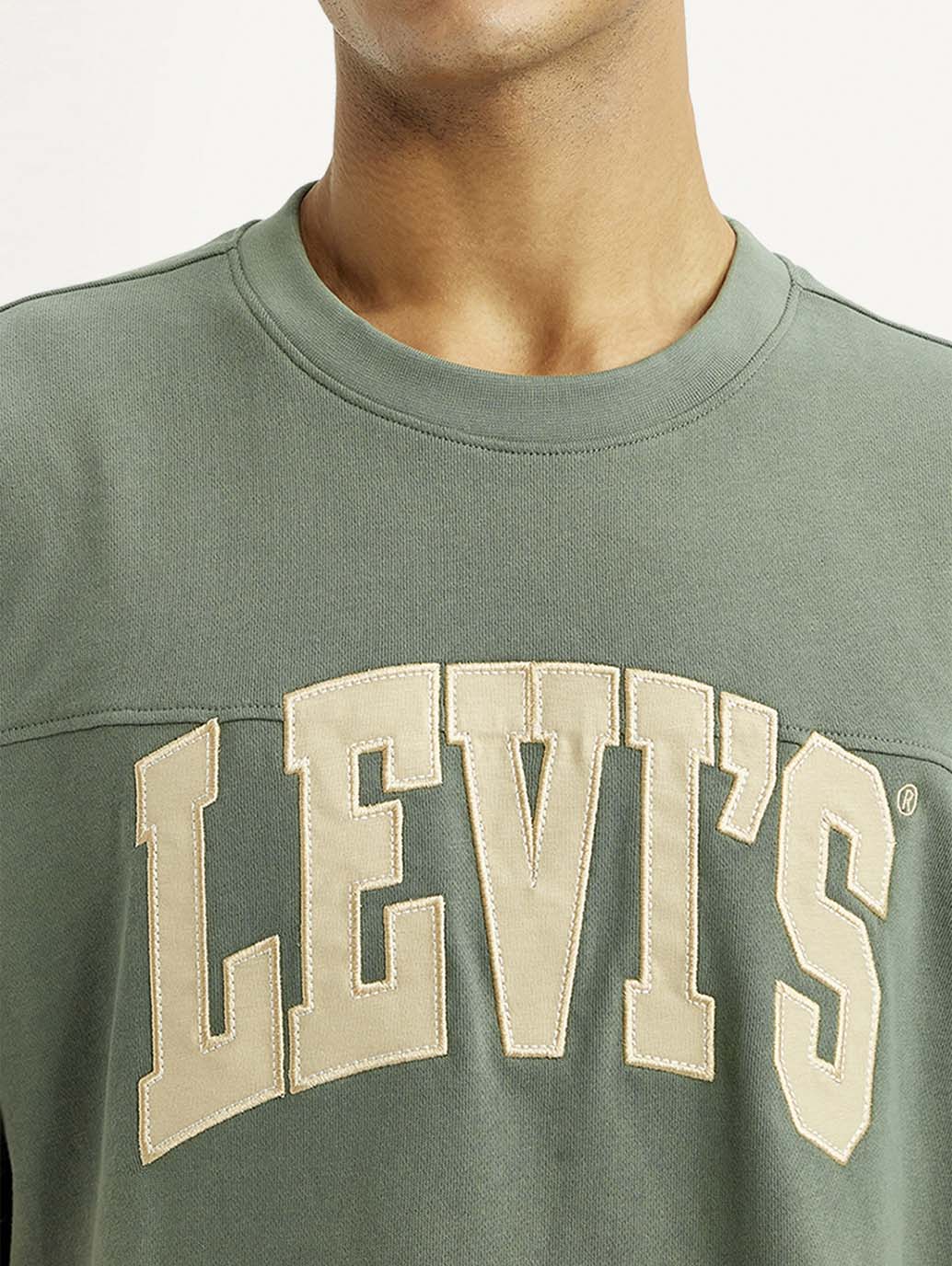 Men's Brand Logo Green Loose Fit T-shirt
