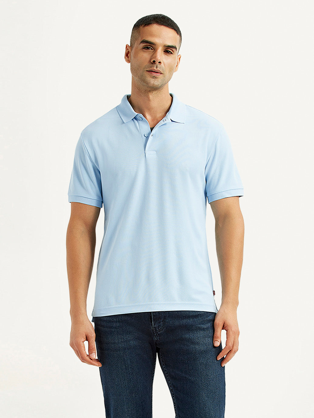 Men's Solid Light Blue Polo T-Shirt