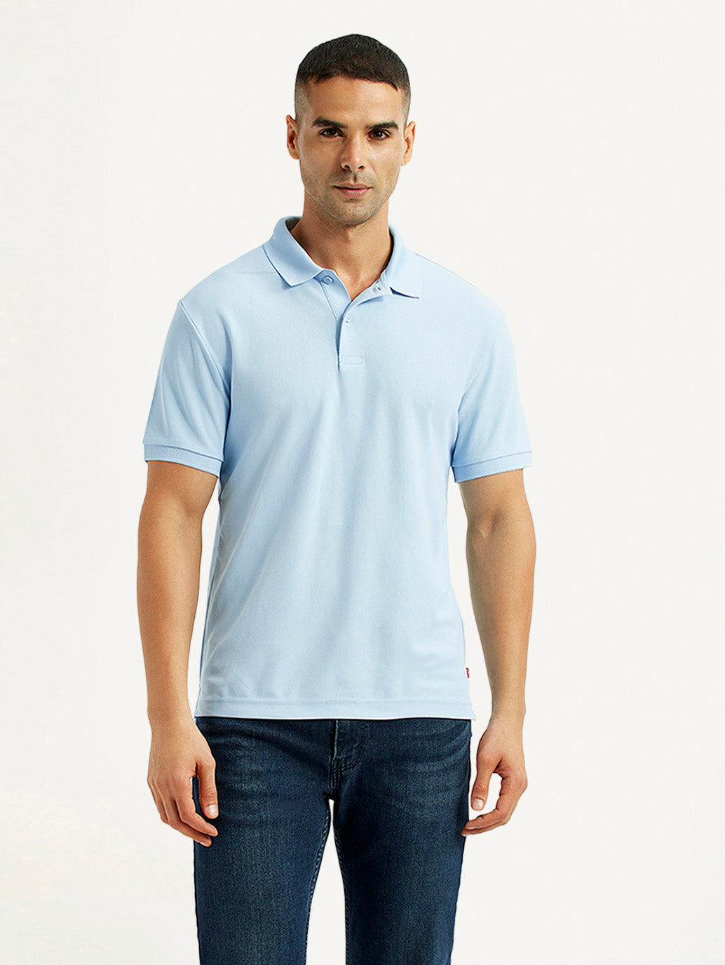 Men's Solid Light Blue Polo T-Shirt