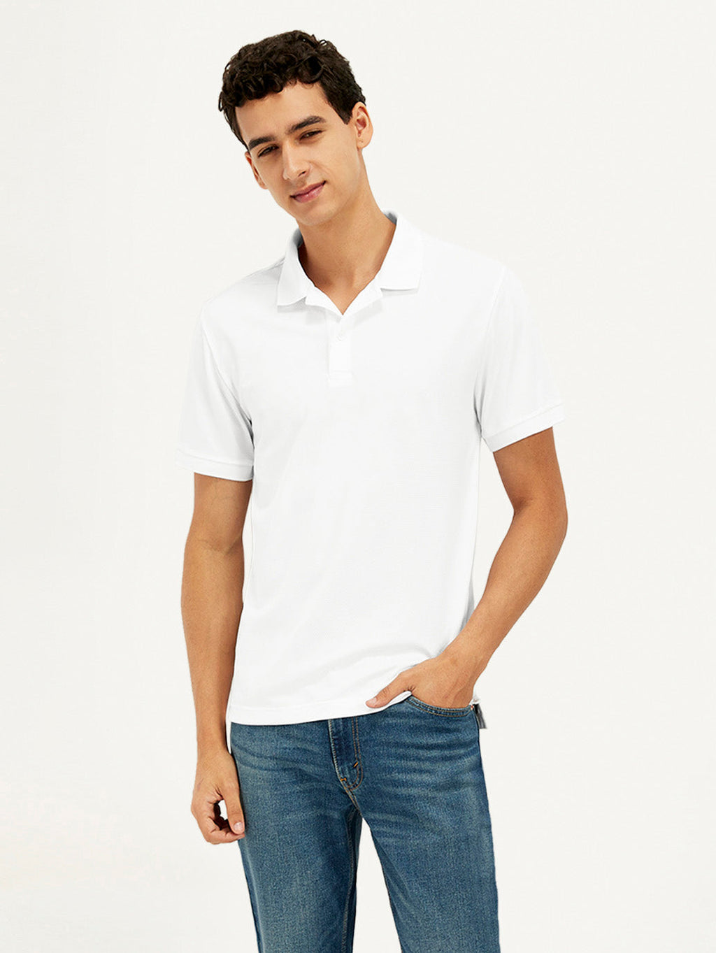 Men's Solid White Polo T-Shirt