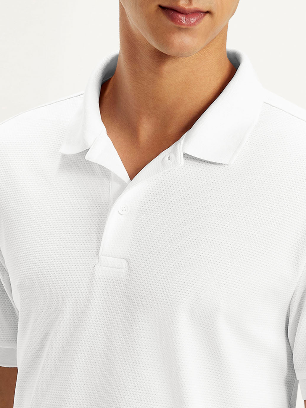 Men's Solid White Polo T-Shirt