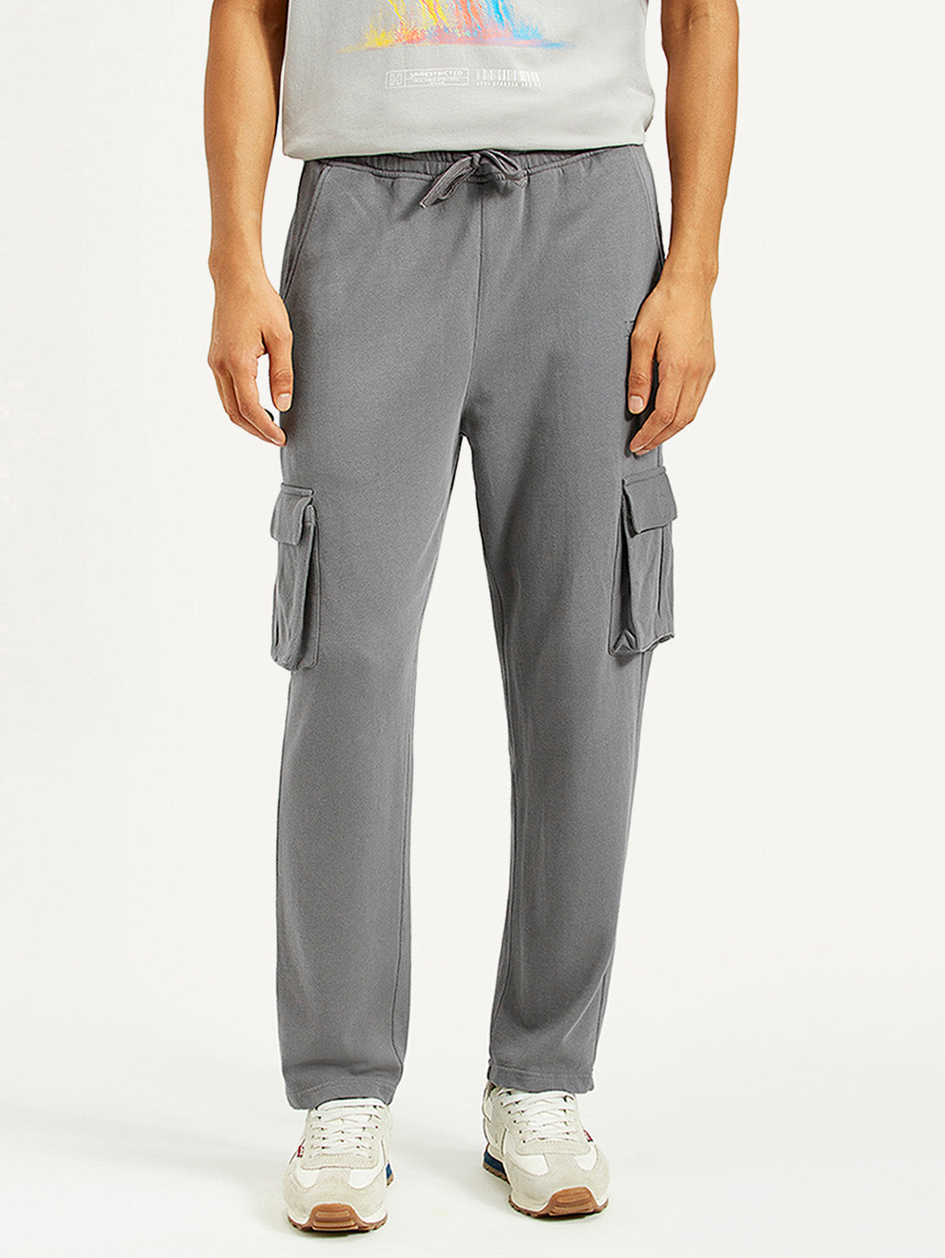 Men's Grey Relaxed Fit Cargo Trousers