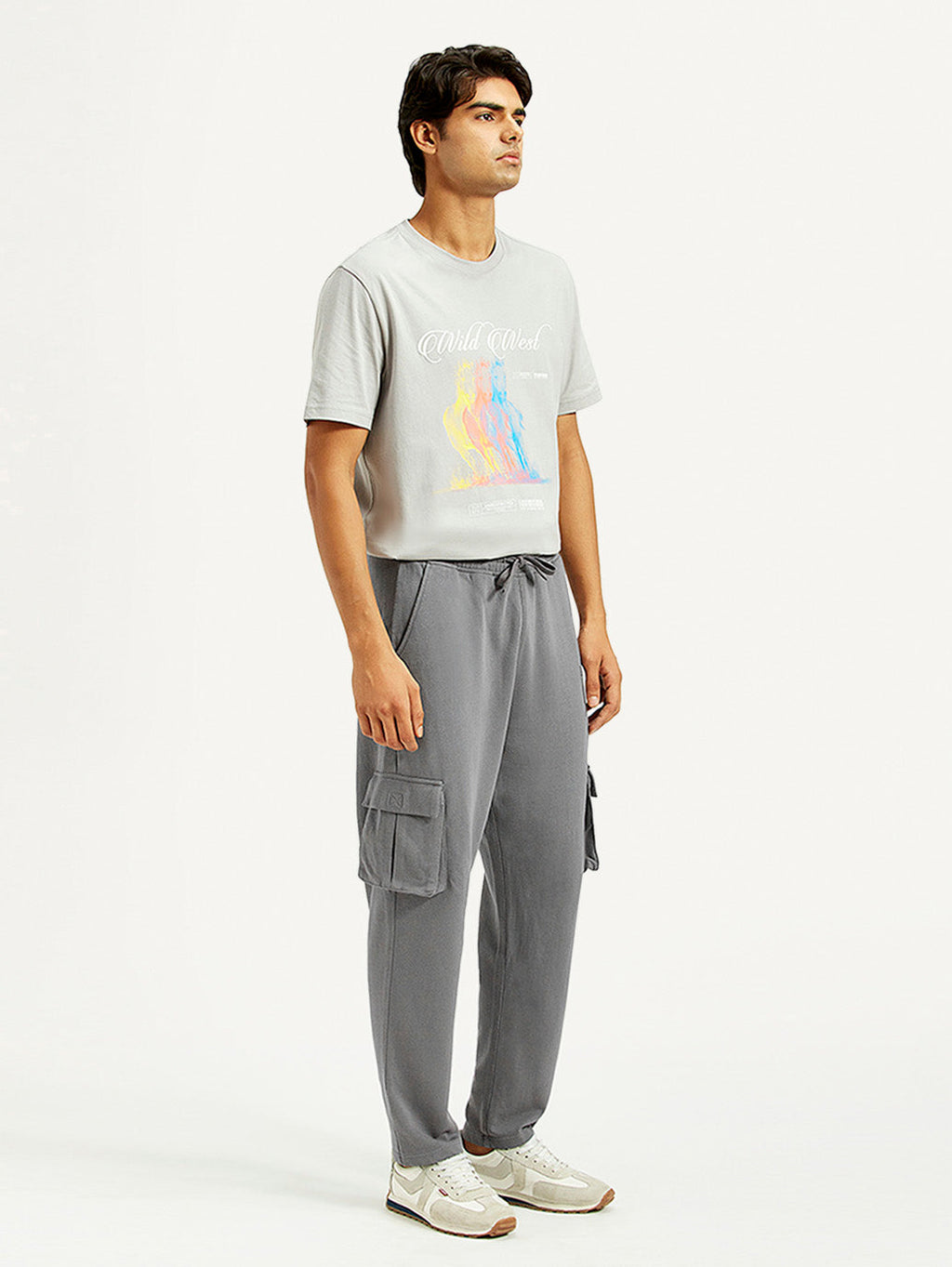 Men's Grey Relaxed Fit Cargo Trousers