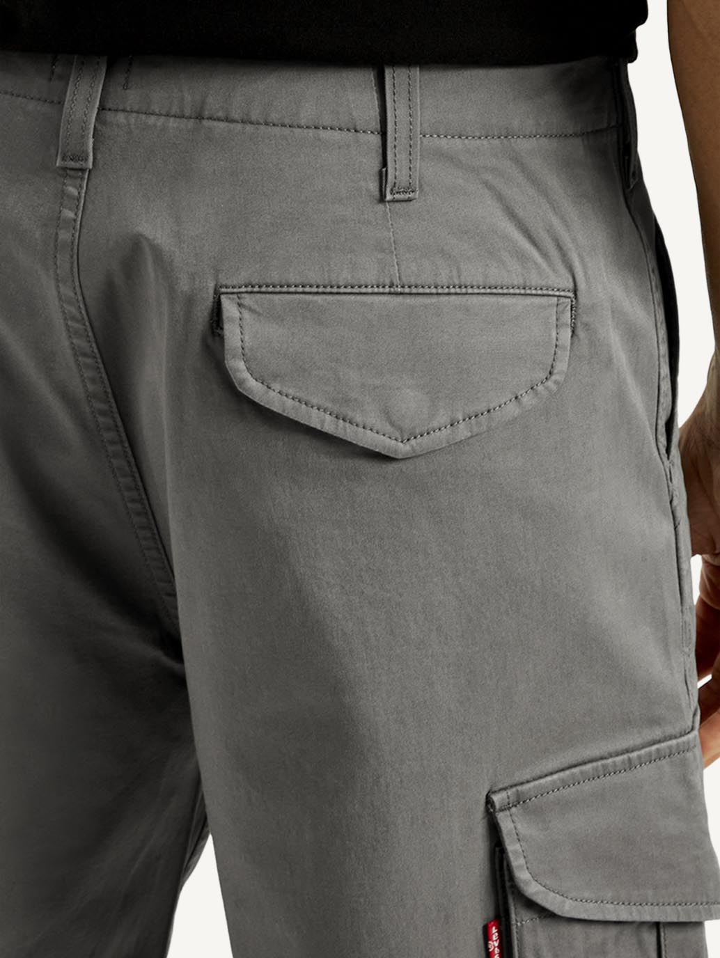 Men's Grey Baggy Fit Mid Rise Cargo Trousers