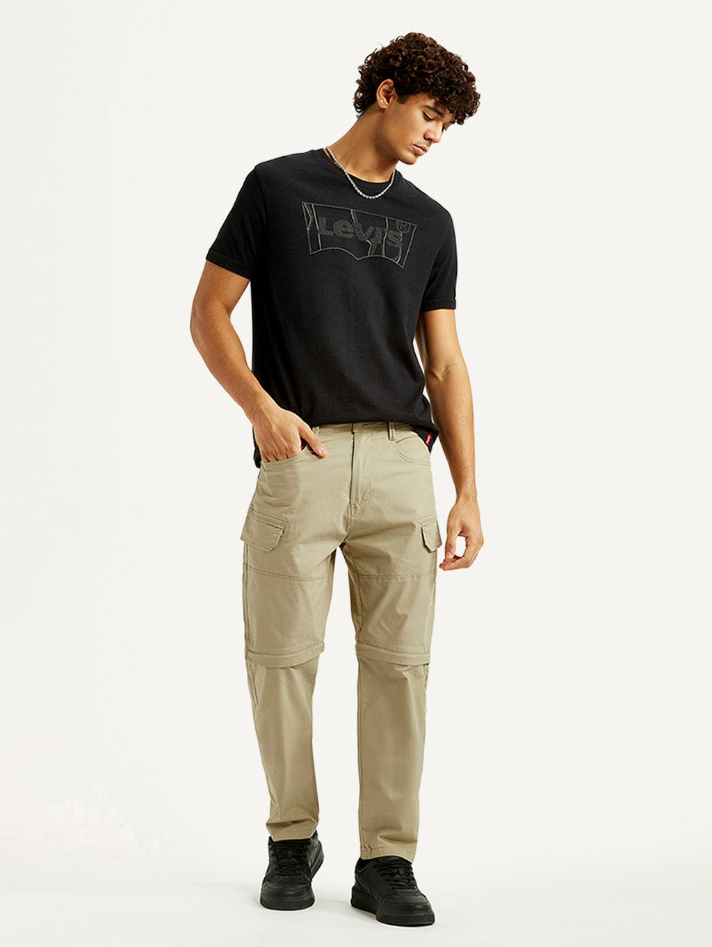Men's Beige Slim Fit Cargos