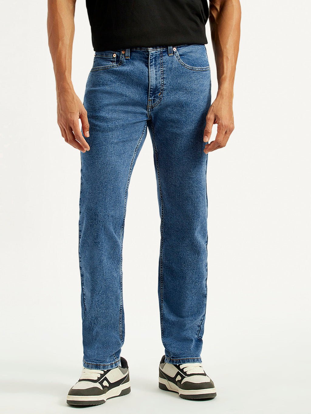 Men's 505 Med Indigo Straight Fit Mid Rise Jeans