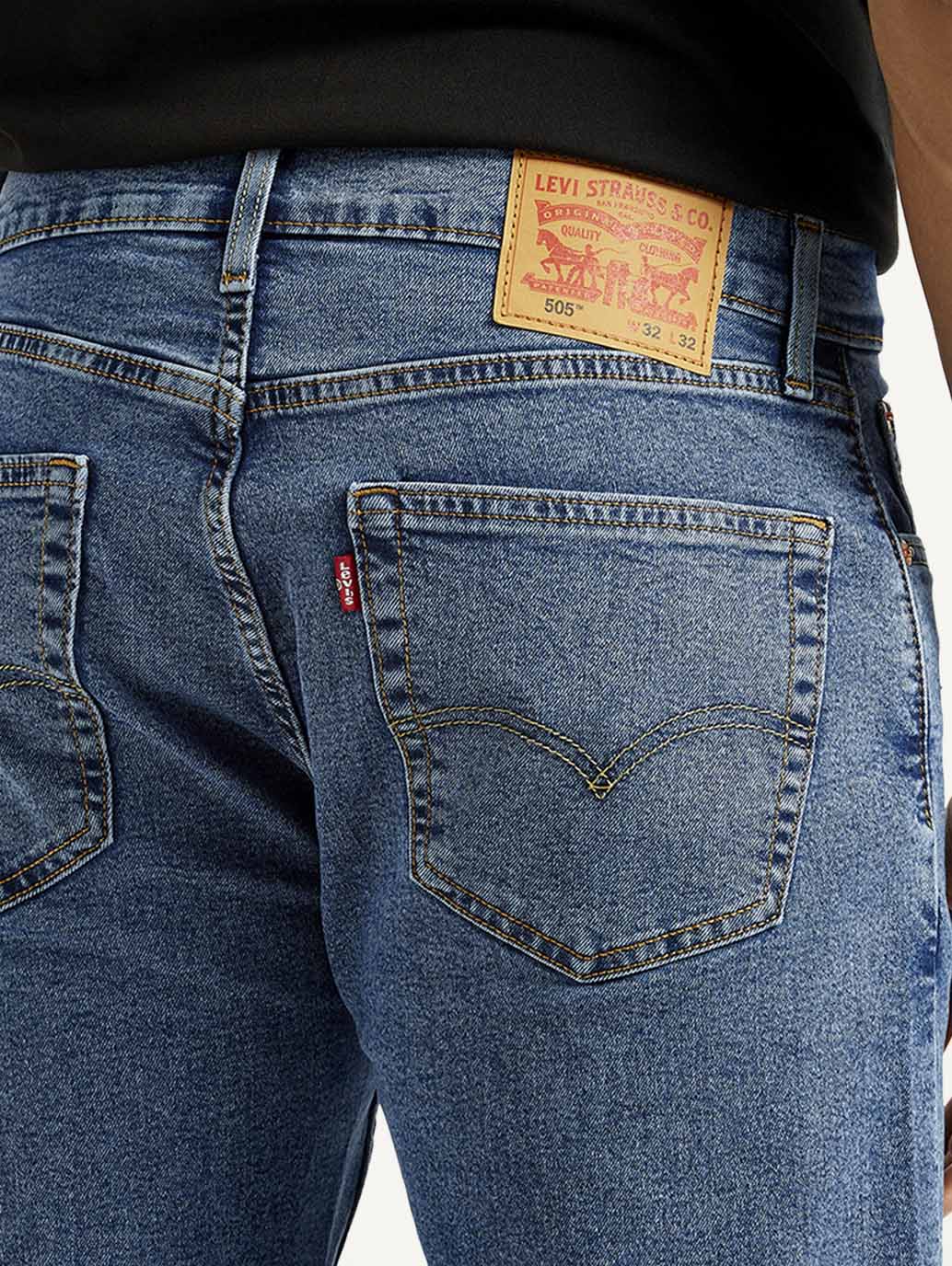 Men's 505 Med Indigo Straight Fit Mid Rise Jeans