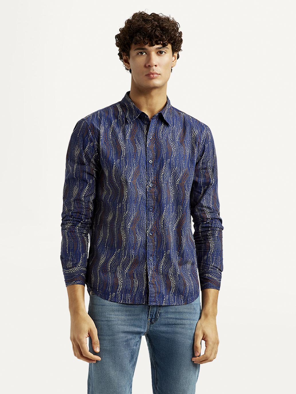 Men's Abstract Navy Slim Fit Shirt