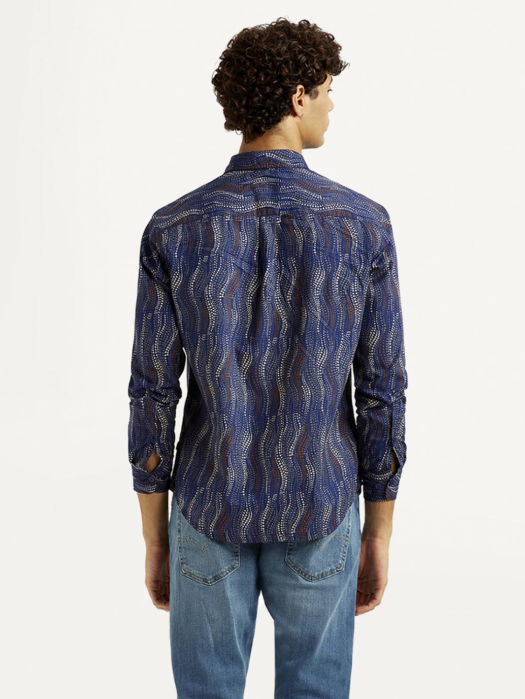 Men's Abstract Navy Slim Fit Shirt