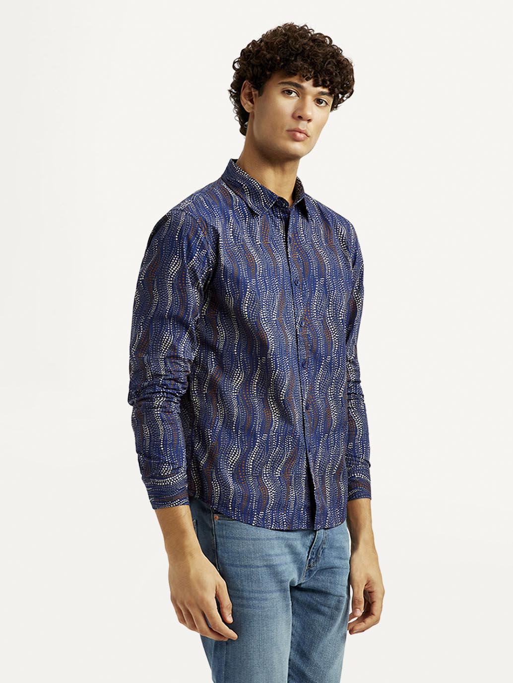 Men's Abstract Navy Slim Fit Shirt