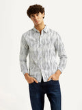 Men's Abstract White Slim Fit Shirt