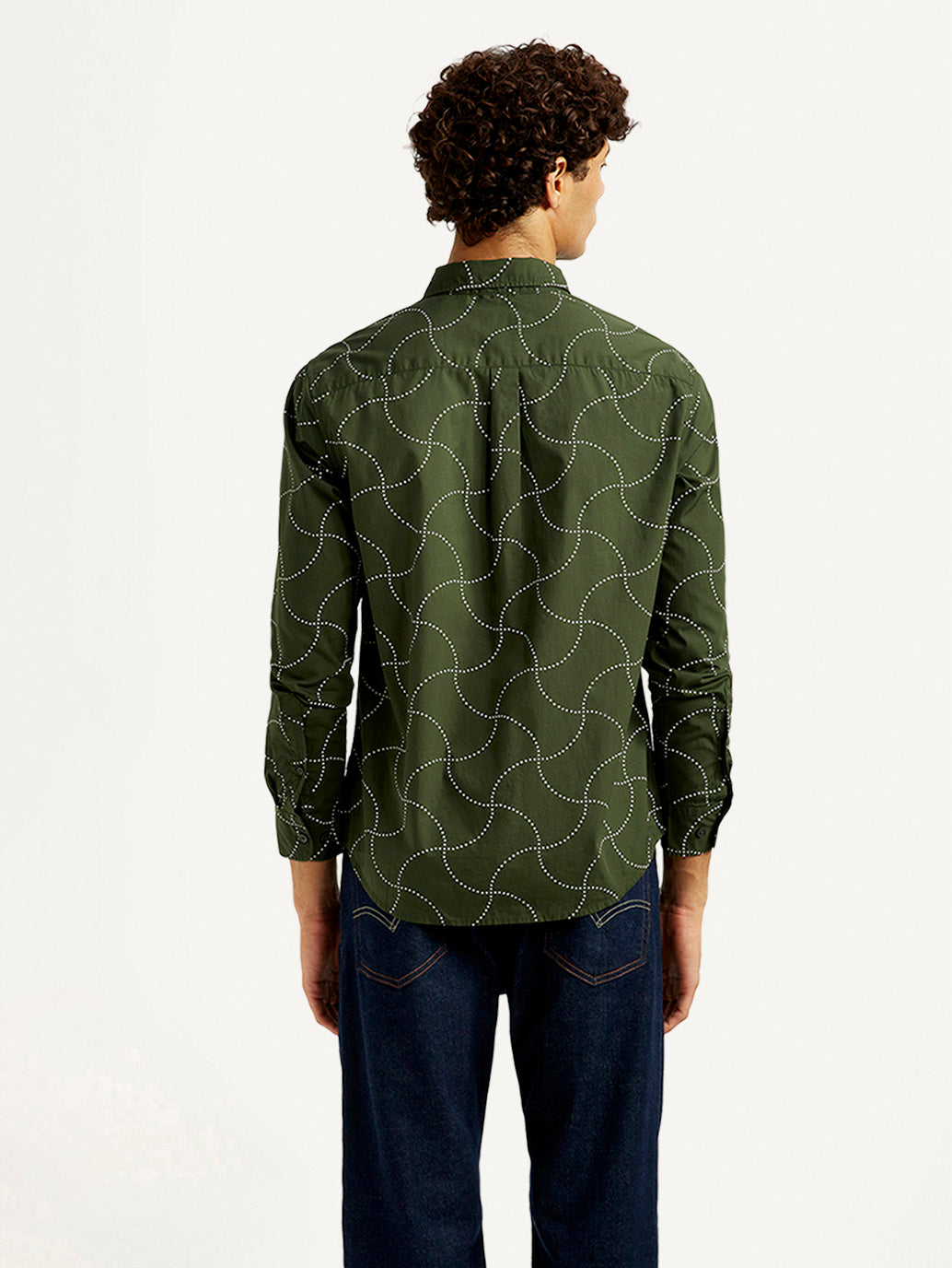 Men's Abstract Olive Slim Fit Shirt
