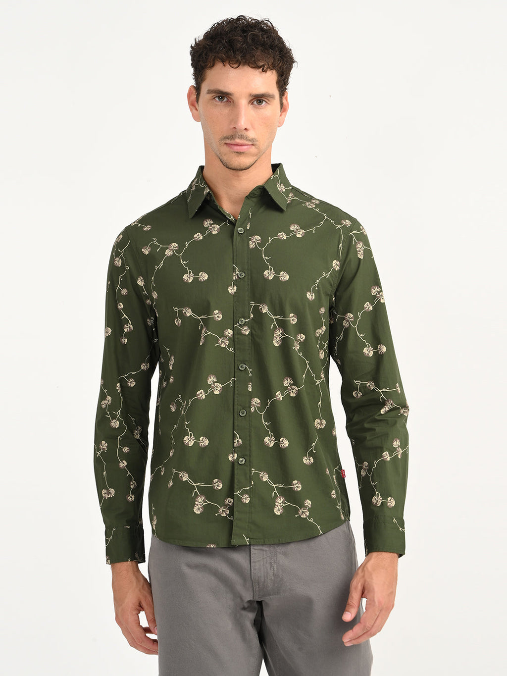 Men's Floral Green Slim Fit Shirt
