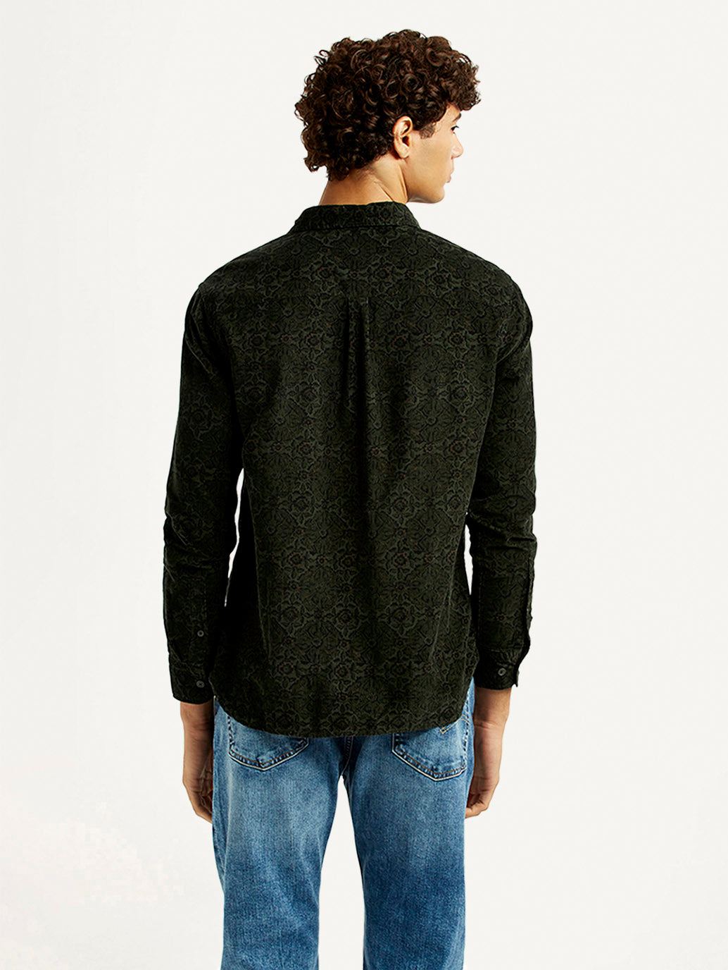 Men's Jacquard Print Slim Fit Corduroy Shirt