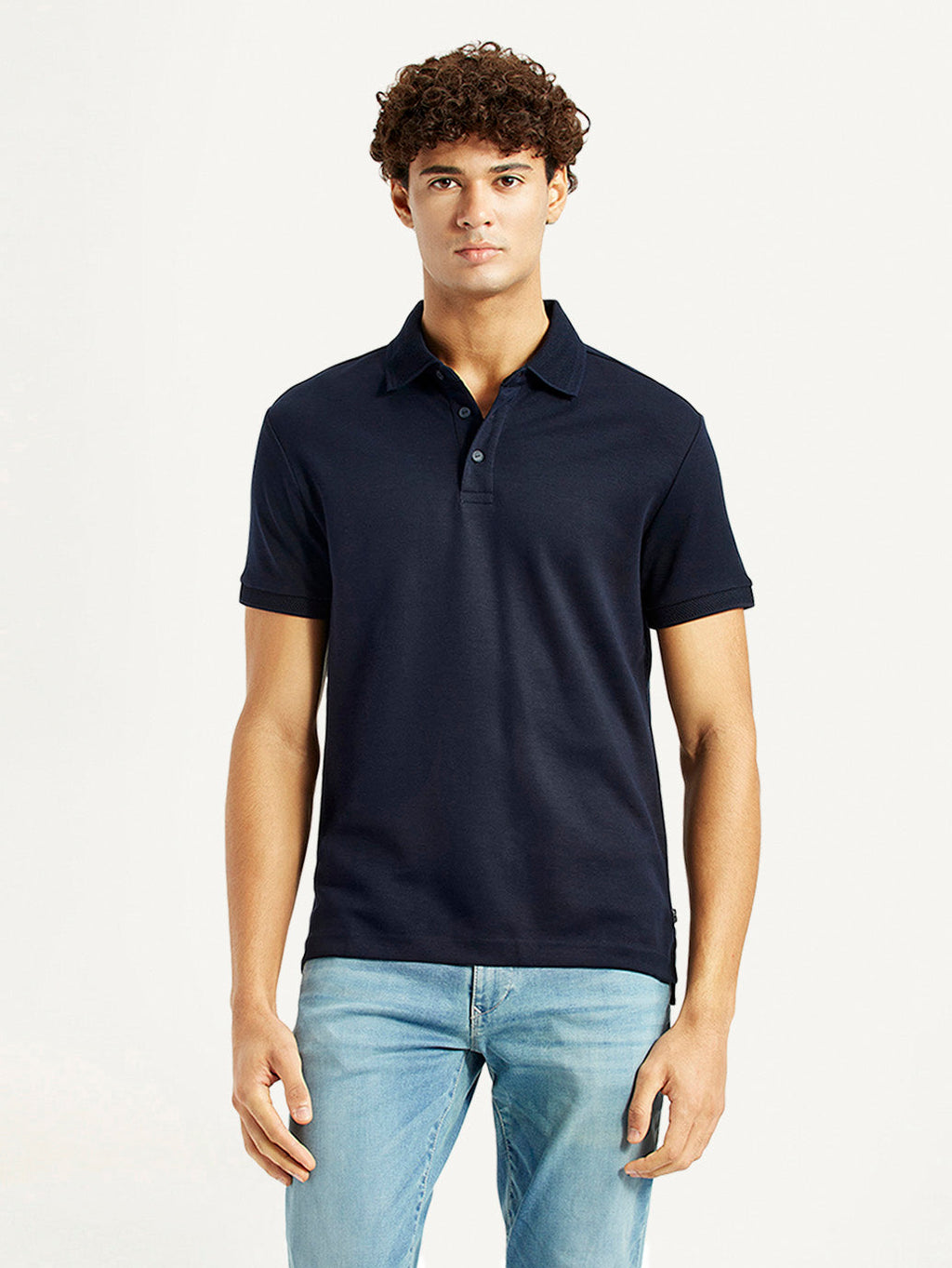 Men's Redloop Solid Navy Slim Fit Polo T-shirt