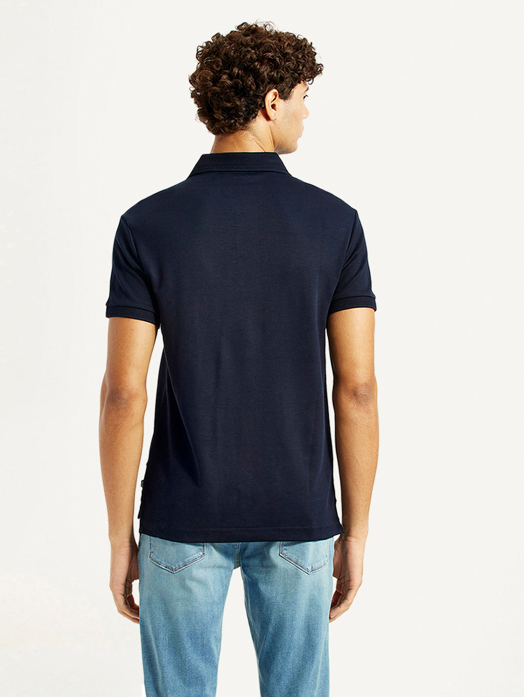 Men's Redloop Solid Navy Slim Fit Polo T-shirt