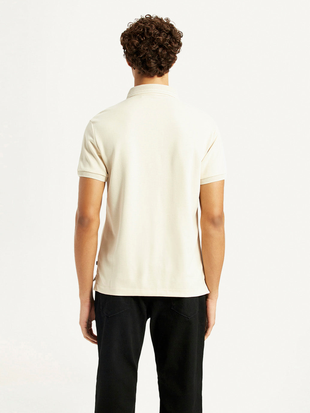Men's Redloop Solid Cream Slim Fit Polo T-shirt