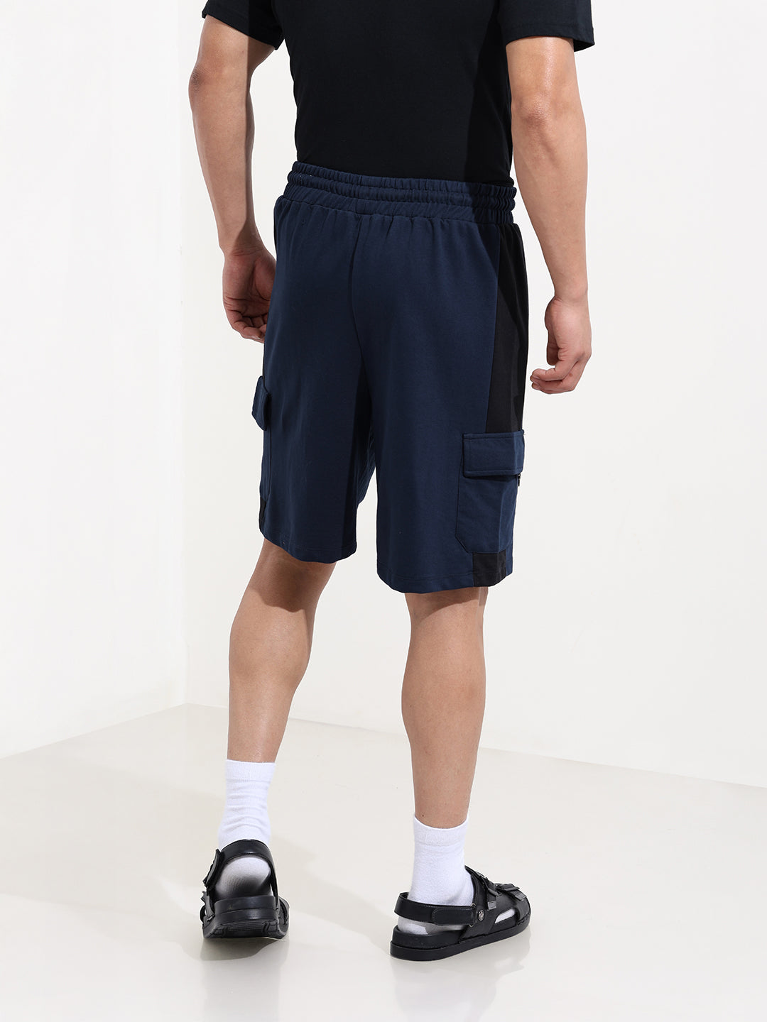 Men's Navy Blue Relaxed Fit Character Printed Shorts