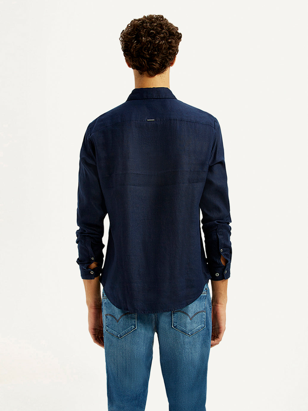 Men's Solid Dark Blue Slim Fit Shirt