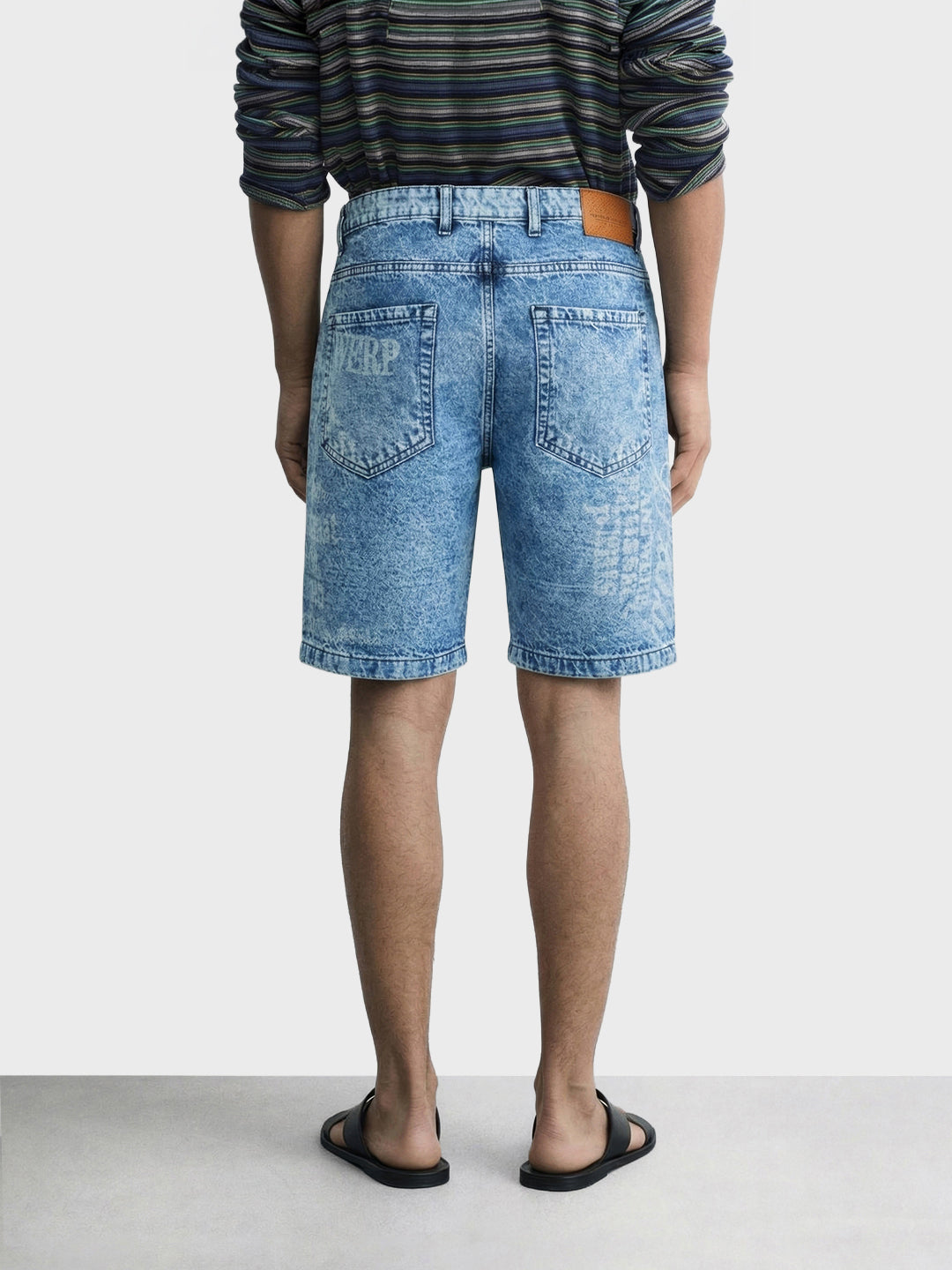 Men's Blue Regular Fit Printed Retro Wear Shorts