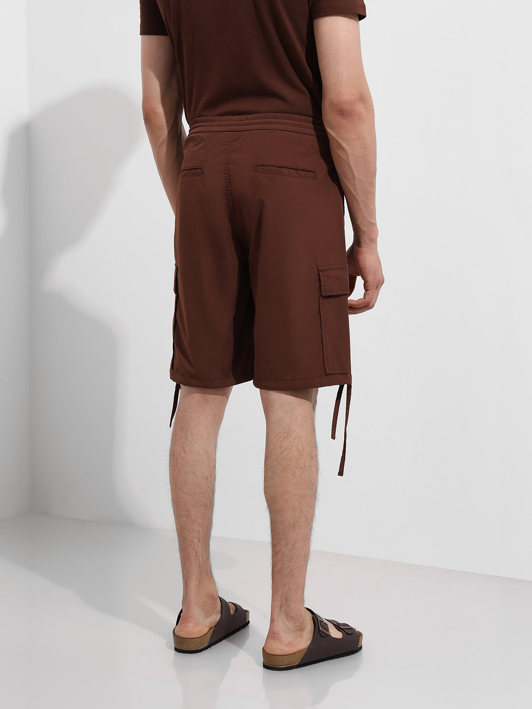 Men's Sepia Relaxed Fit Textured Utility Shorts