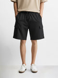 Men's Black Relaxed Fit Solid Resort Wear Shorts