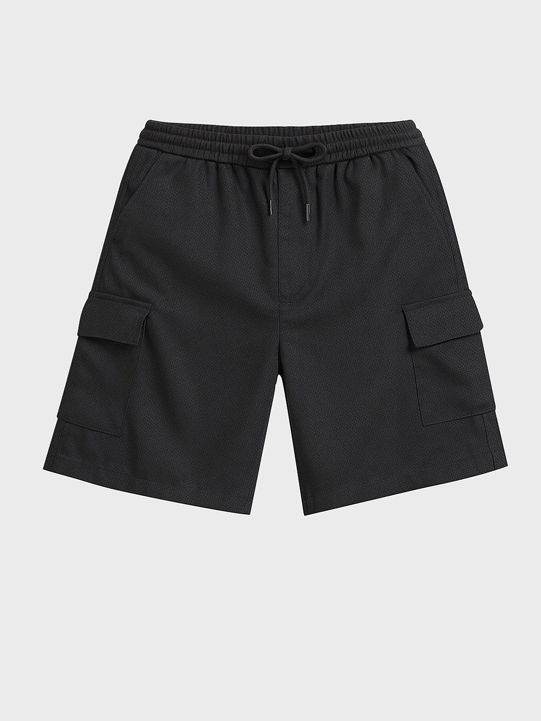 Men's Black Relaxed Fit Solid Resort Wear Shorts