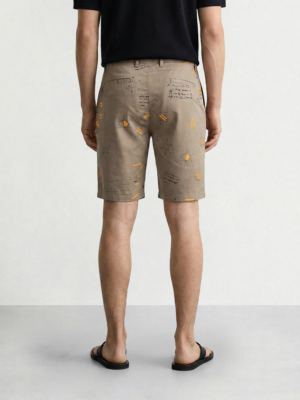 Men's Grey Slim Fit Printed Casual Shorts