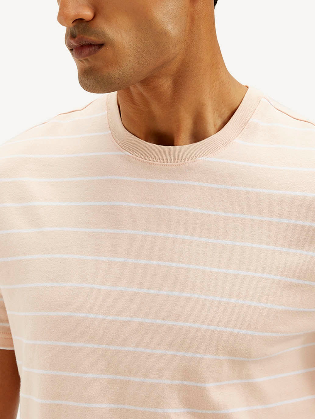 Men's Striped Slim Fit Linen T-shirt
