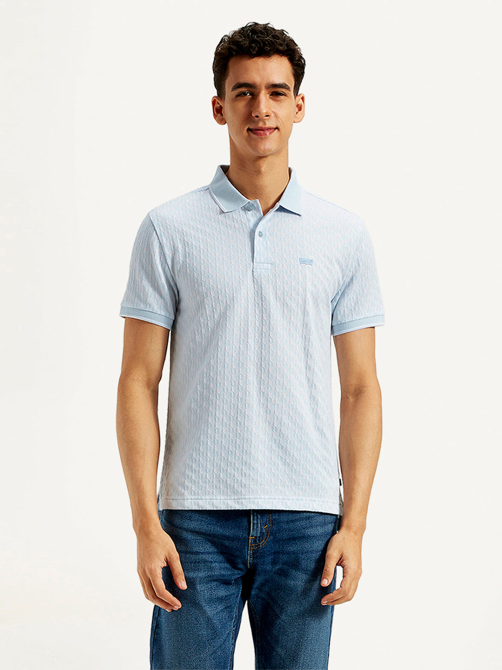 Men's Textured Slim Fit Polo T-Shirt