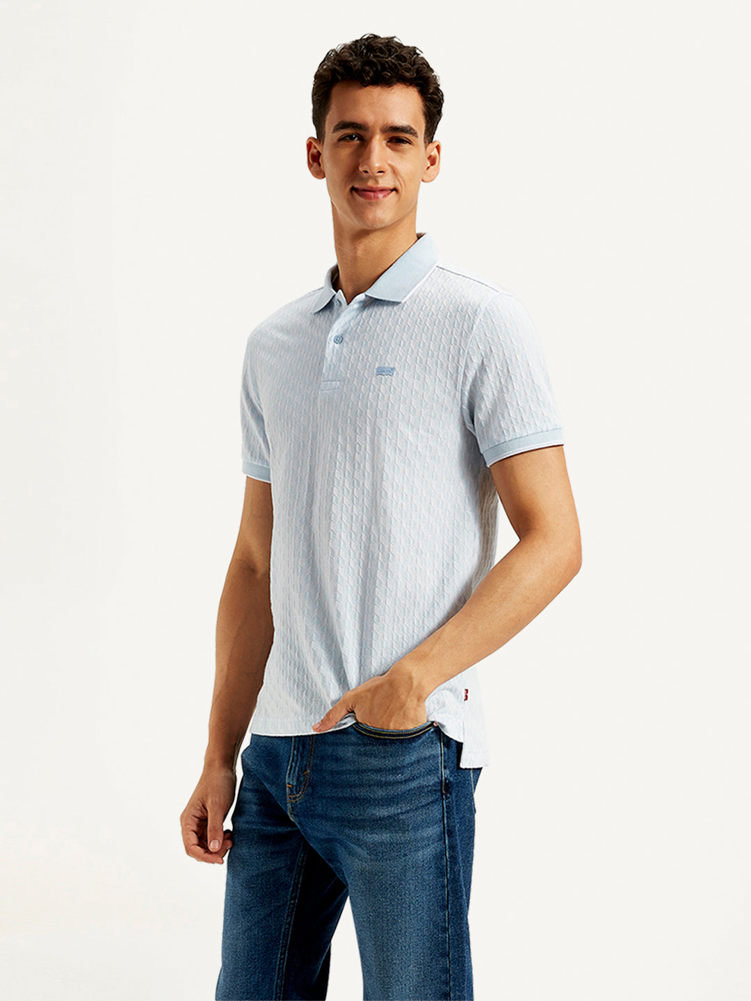 Men's Textured Slim Fit Polo T-Shirt