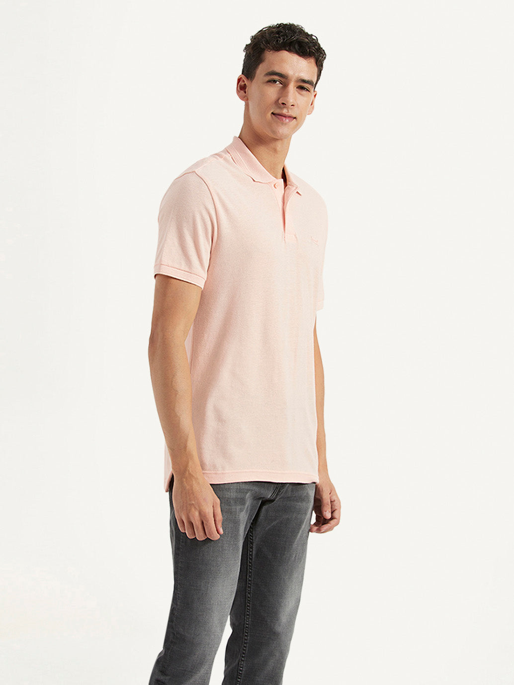 Men's Solid Slim Fit Polo Linen T-shirt