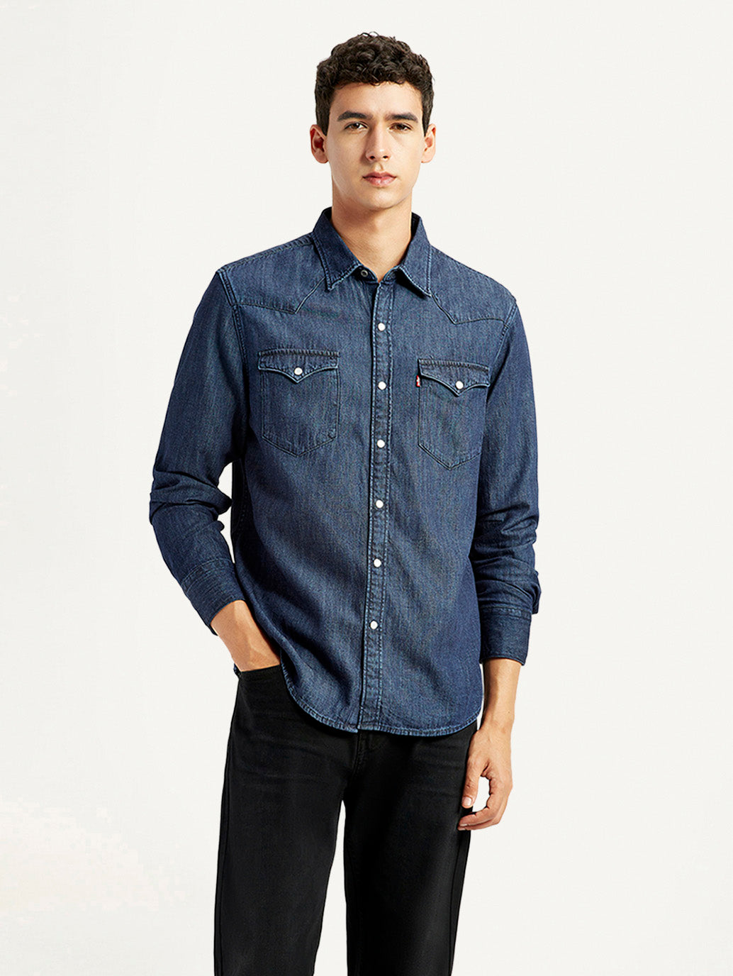 Men's Solid Indigo Slim Fit Shirt