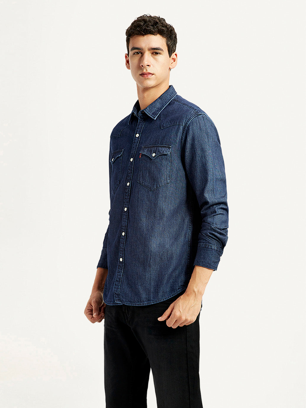 Men's Solid Indigo Slim Fit Shirt