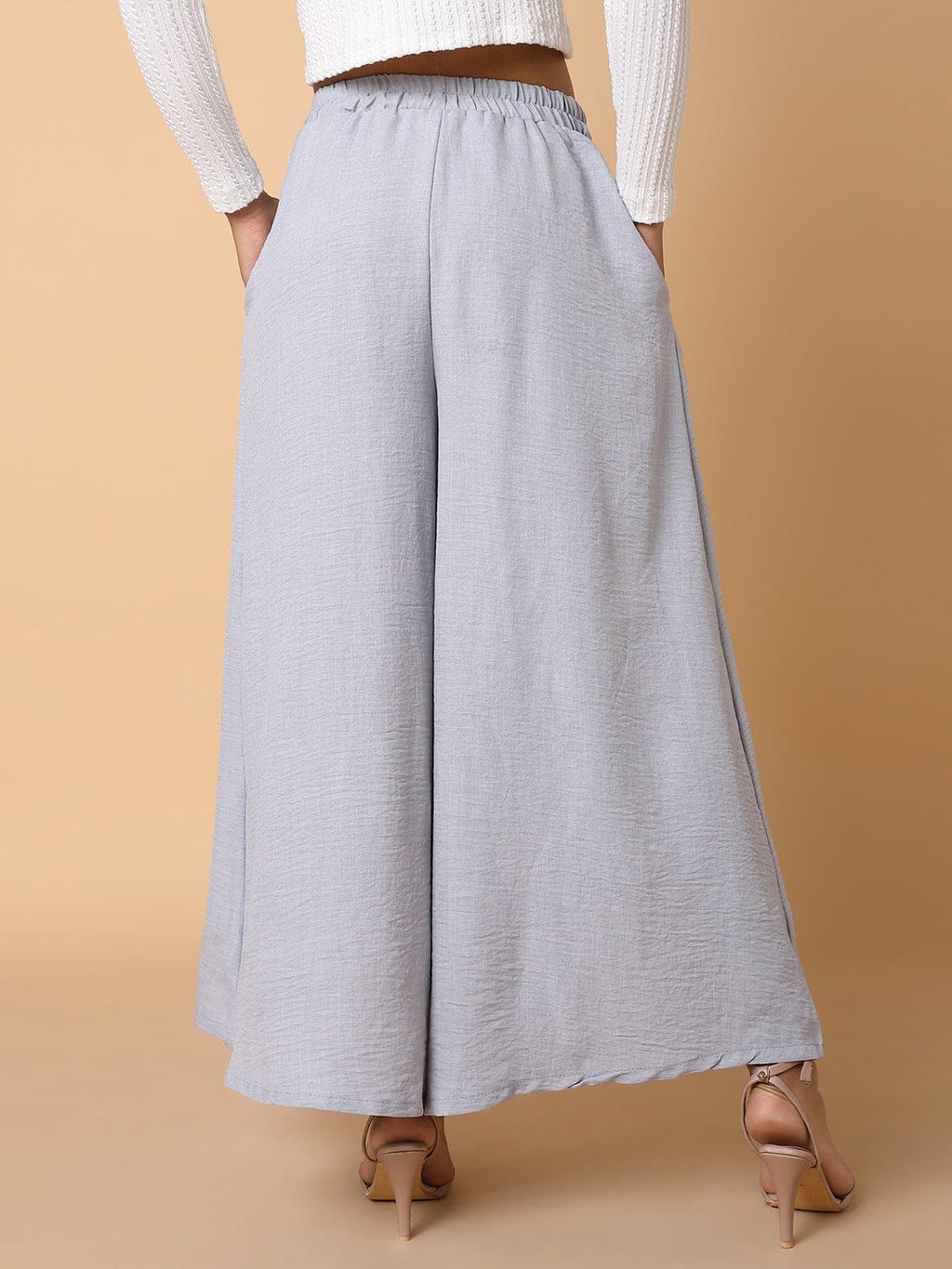 Women's Grey Comfort Loose Fit Parallel Trousers